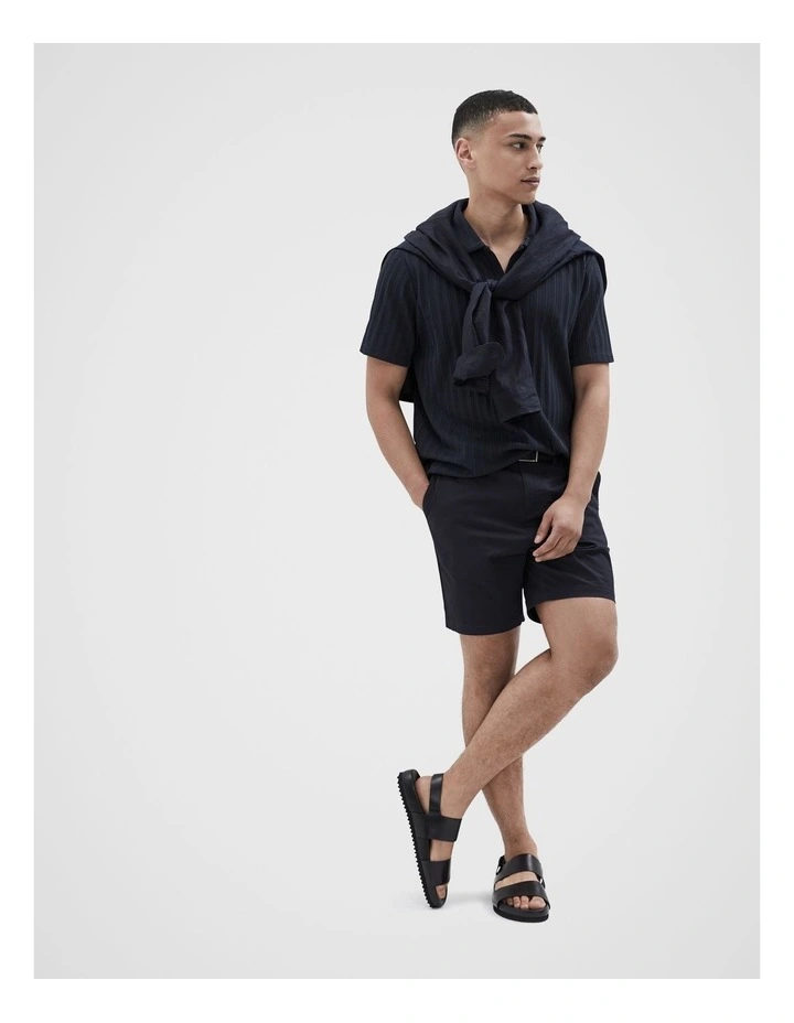 Rib Stitch Polo in Navy image 4
