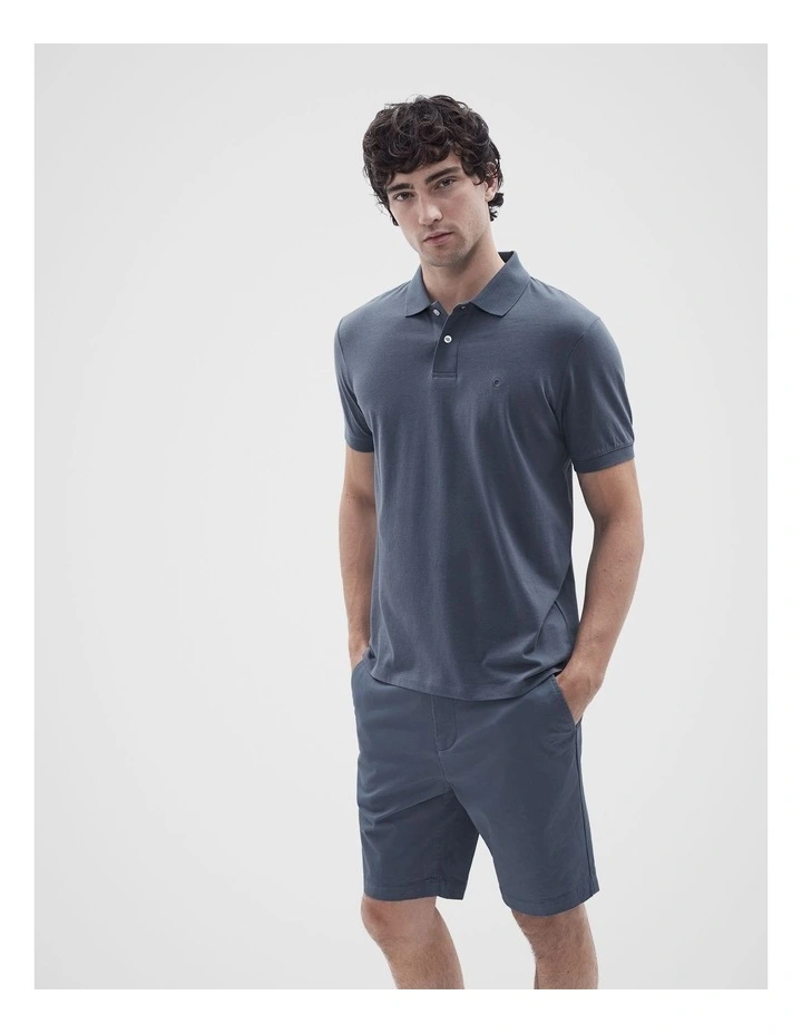 Classic Jersey Polo Shirt in Mid Blues image 1