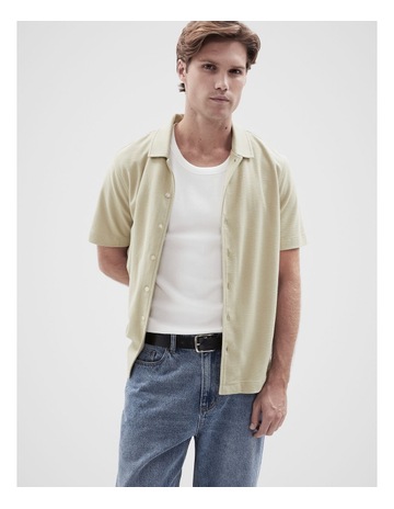 Slub Button Thru Shirt in Pistachio