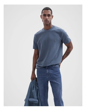 Dobby Relaxed Fit T-shirt in Blue