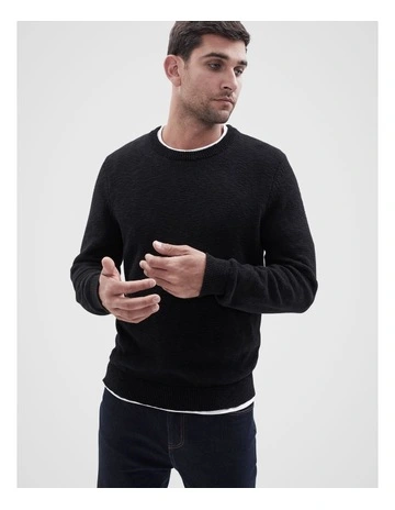 Boucle Crew Knit in Black