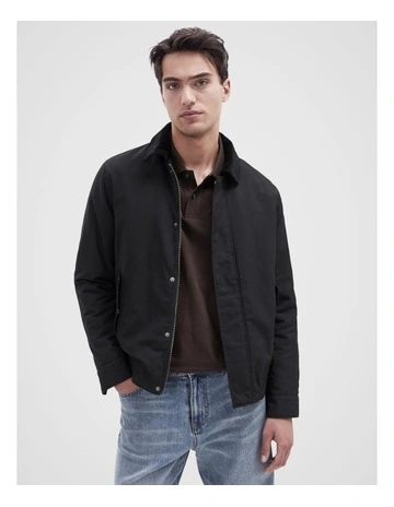 Mixed Collar Bomber Jacket in Black