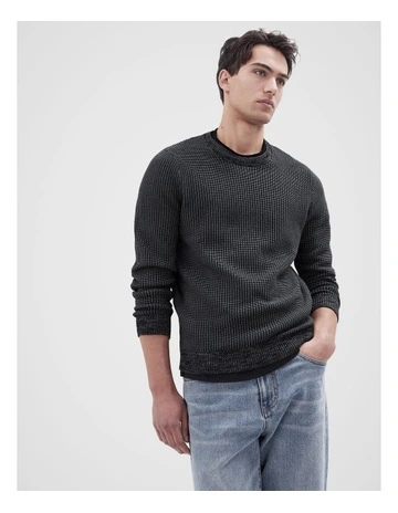 Mixed Yarn Knit Sweater in Black