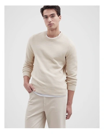 Mixed Yarn Knit Sweater in Beige