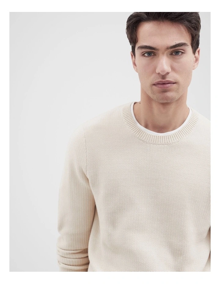 Mixed Yarn Knit Sweater in Beige image 3