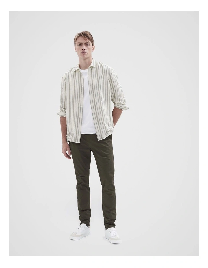 Linen Regular Fit Shirt in Green image 4
