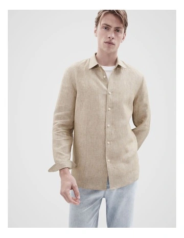 Linen Regular Fit Shirt in Brown