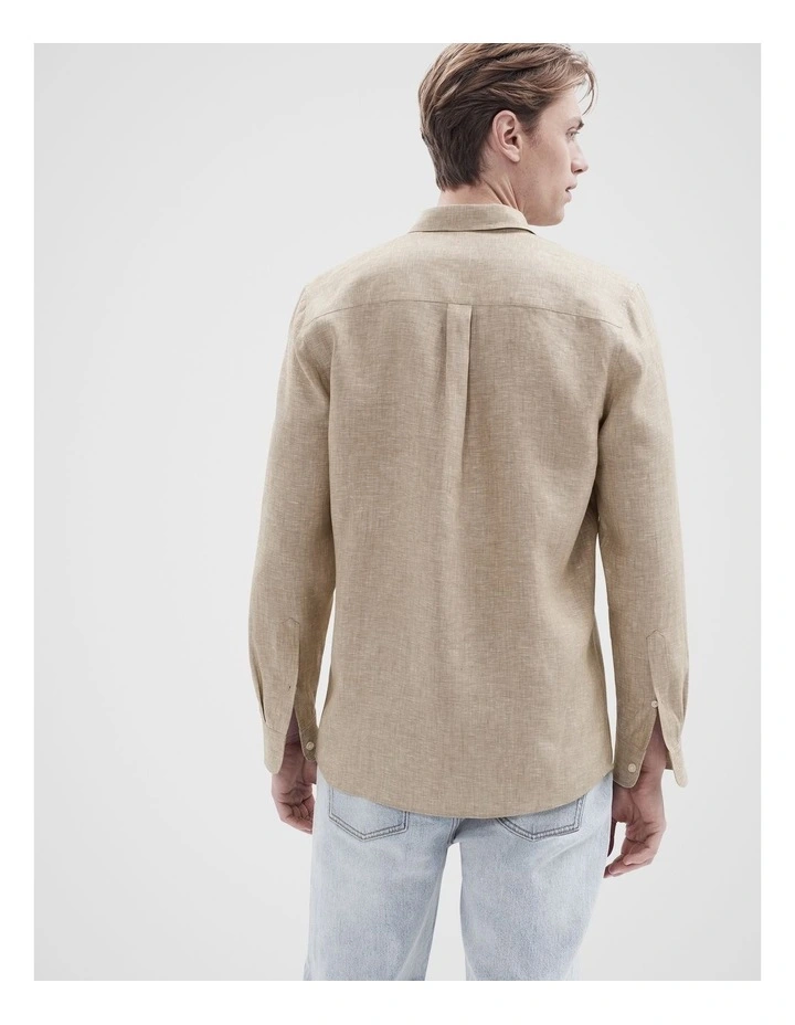 Linen Regular Fit Shirt in Brown image 2