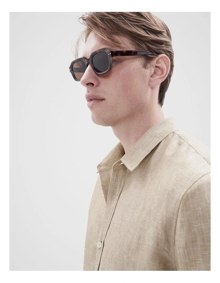 Linen Regular Fit Shirt in Brown image 3