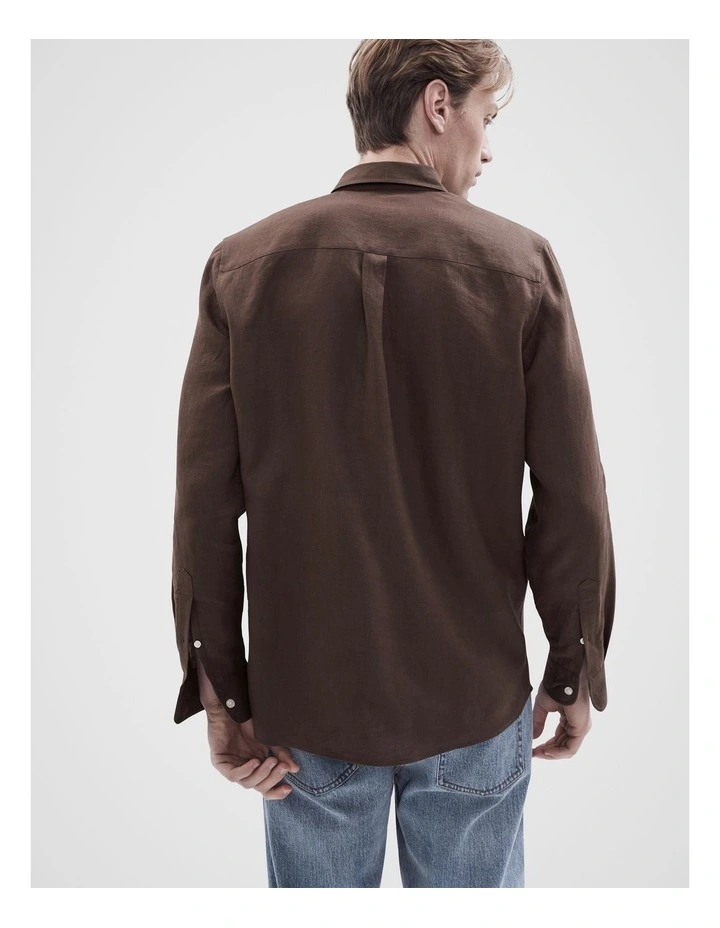 Linen Regular Fit Shirt in Brown image 2