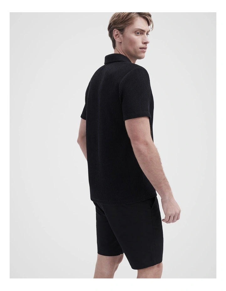 Herringbone Stitch Polo in Black image 2
