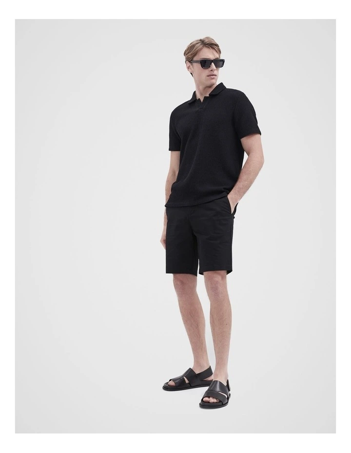 Herringbone Stitch Polo in Black image 3