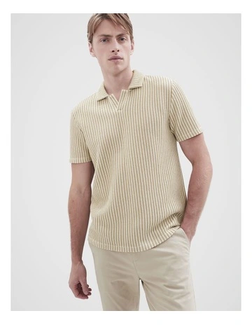 Herringbone Stitch Polo in Brown