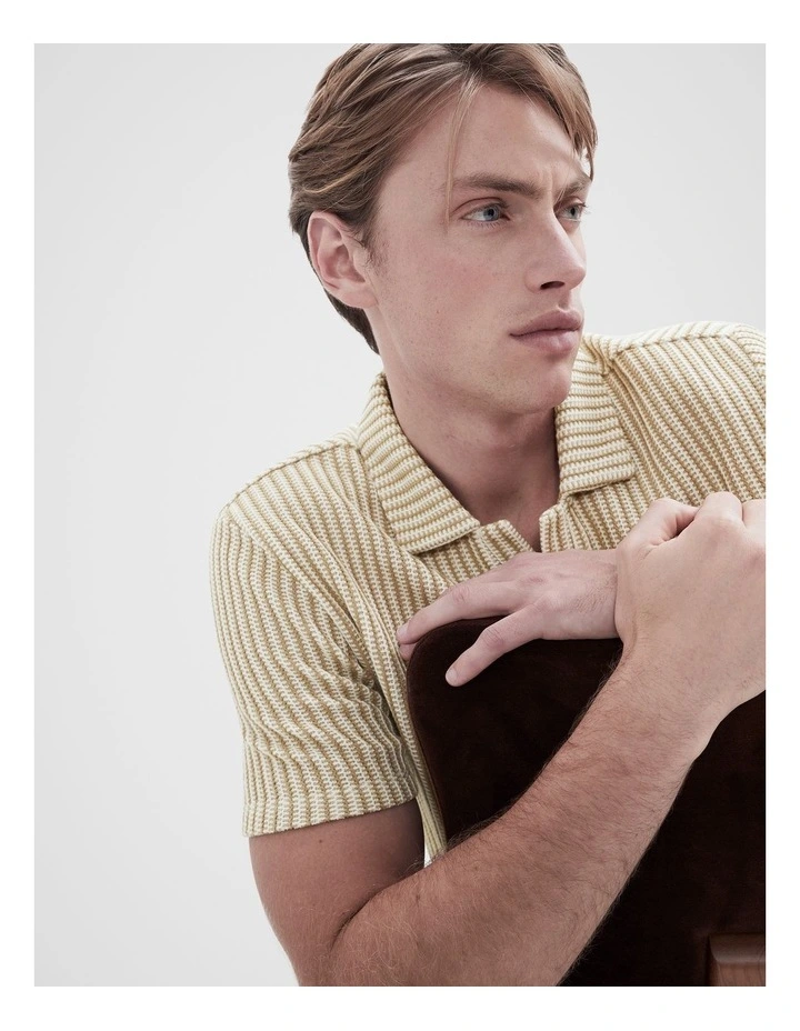 Herringbone Stitch Polo in Brown image 3