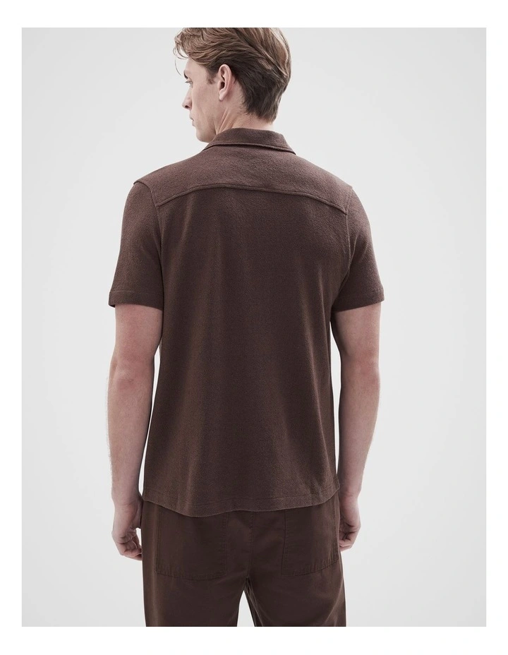 Boucle Button Through Shirt in Brown image 2