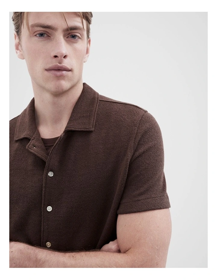 Boucle Button Through Shirt in Brown image 3