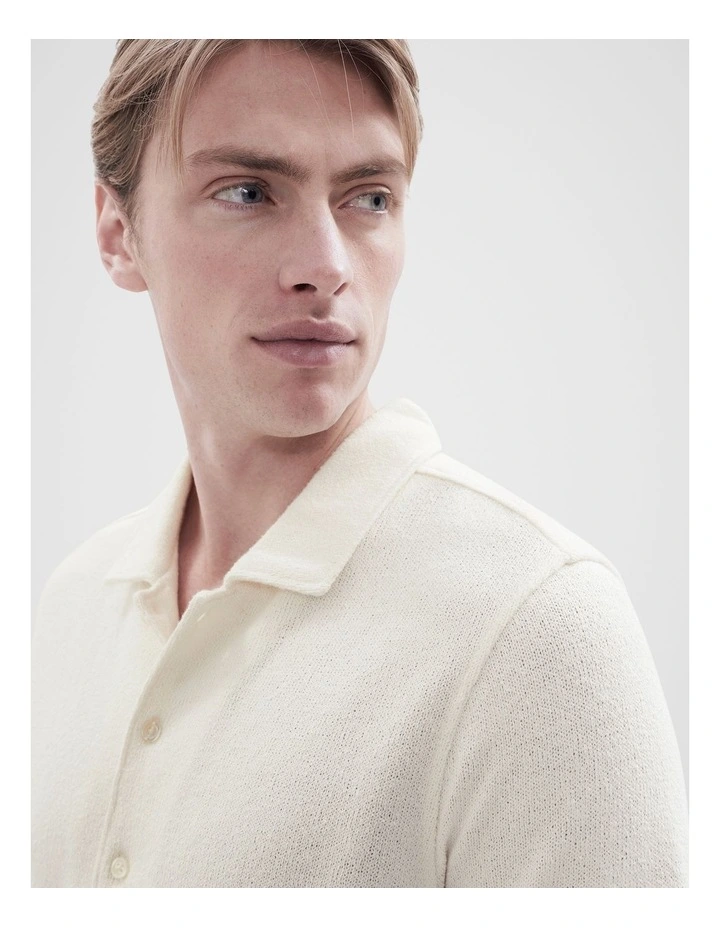 Boucle Button Through Shirt in White image 3