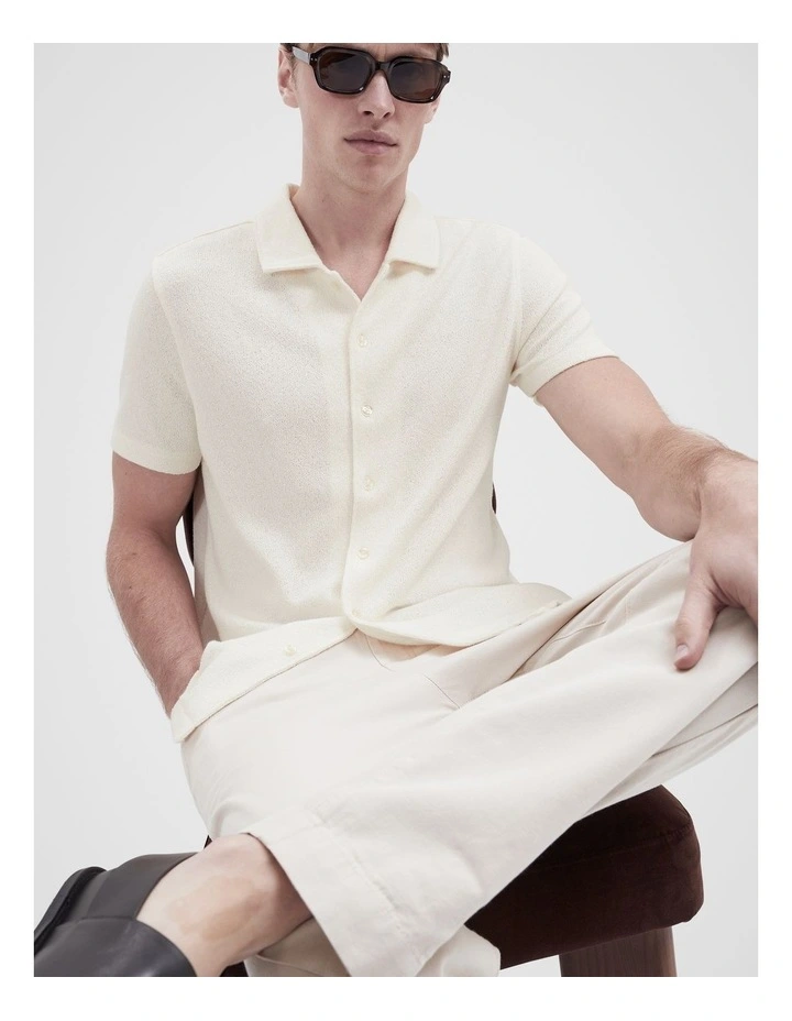 Boucle Button Through Shirt in White image 4