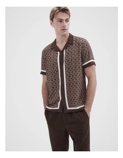 Geo Short Sleeve Regular Fit Shirt in Brown