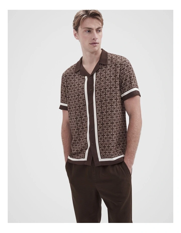 Geo Short Sleeve Regular Fit Shirt in Brown image 1