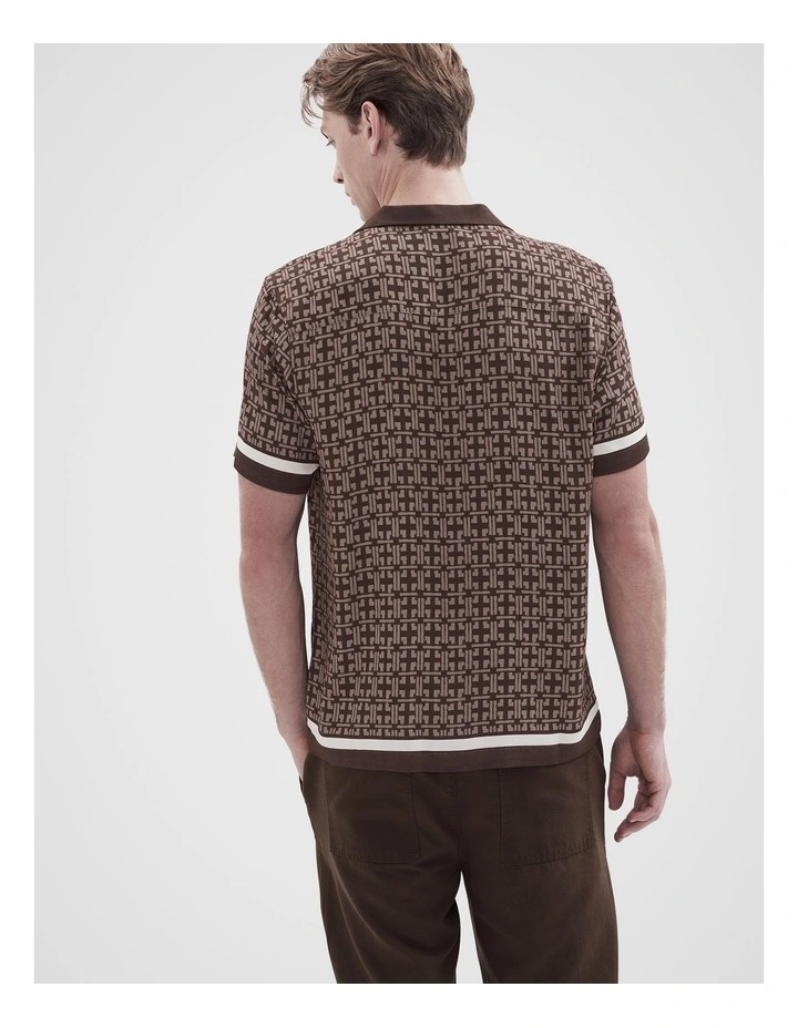 Geo Short Sleeve Regular Fit Shirt in Brown image 2