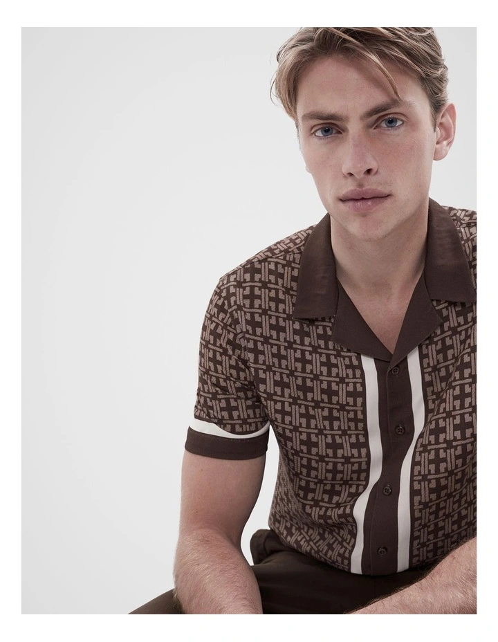 Geo Short Sleeve Regular Fit Shirt in Brown image 3