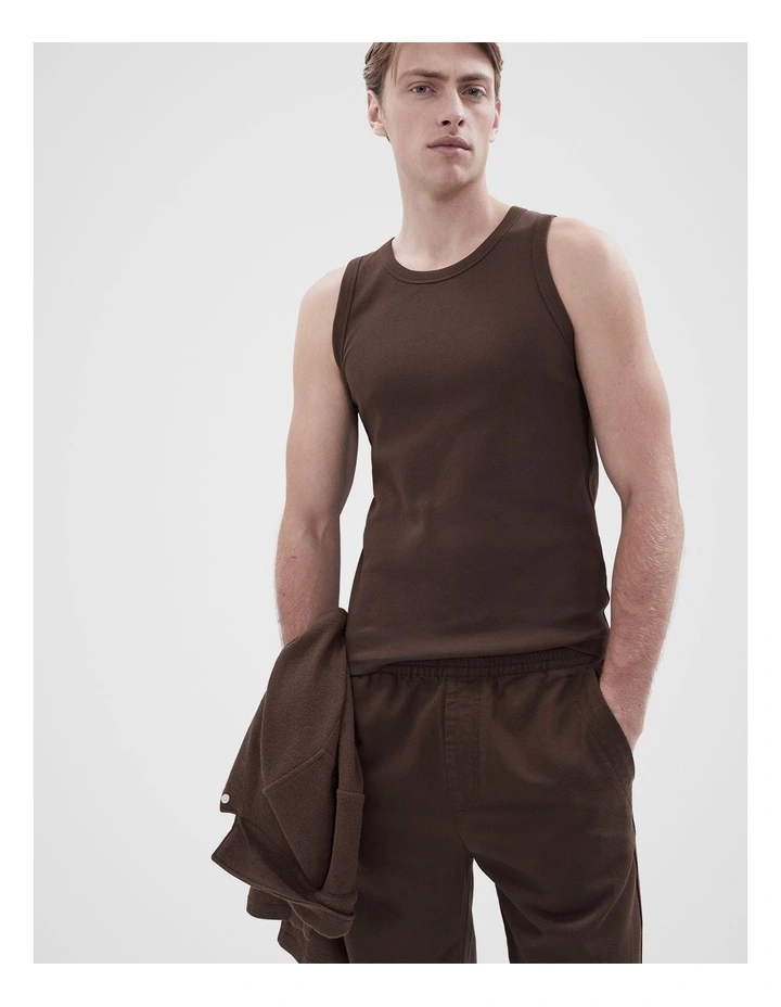 Rib Singlet in Brown image 1