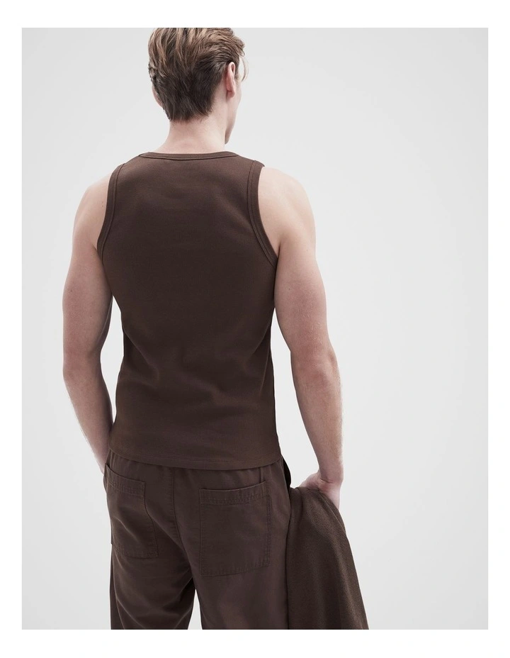 Rib Singlet in Brown image 2