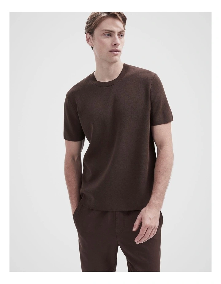 Milano Knit T Shirt in Brown image 1