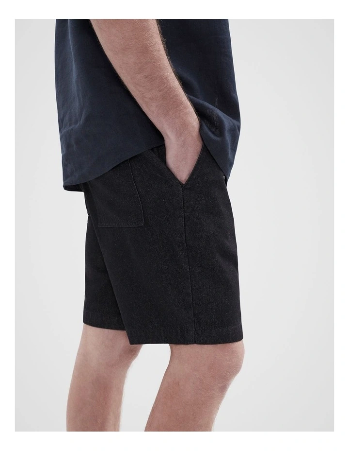 Denim Relaxed Fit Short in Black image 3