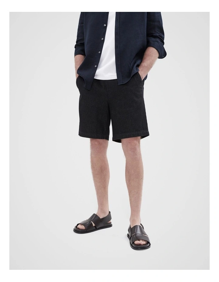 Denim Relaxed Fit Short in Black image 4