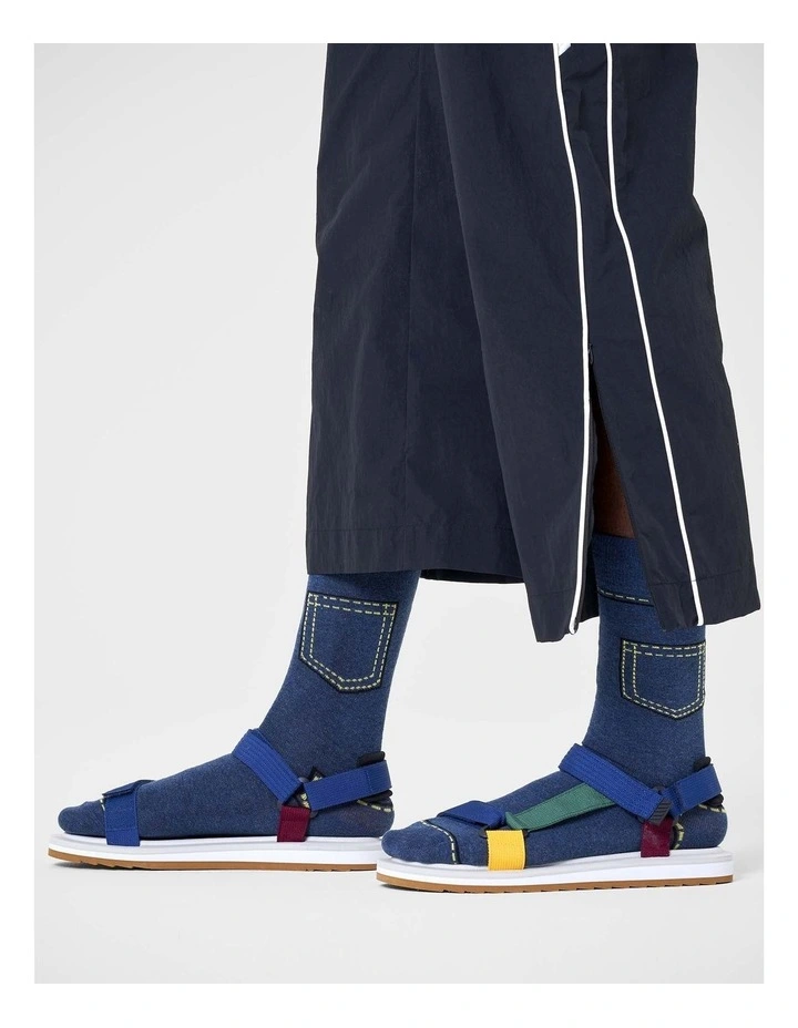 Denim Crew Socks in Navy image 3