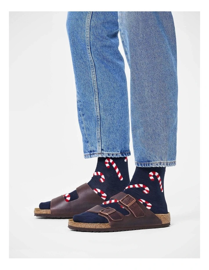Candy Cane Crew Socks in Navy image 2