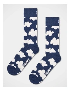 Cloudy Crew Socks in Navy