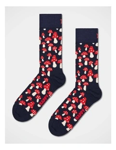 Mushroom Crew Socks in Navy