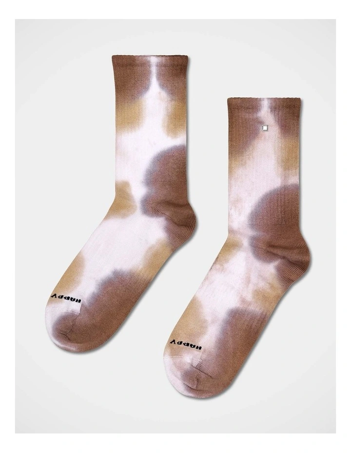 Tie-Dye Studd Sneaker Crew Socks in White image 1