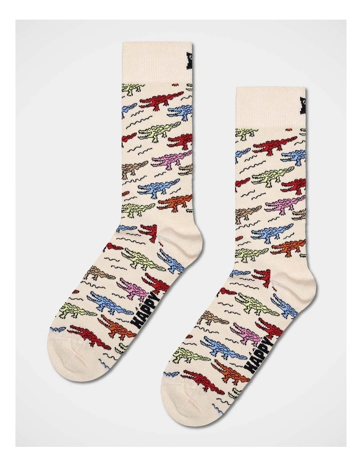 Crocodile Crew Socks in Beige image 1