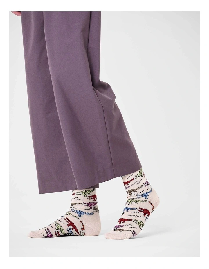 Crocodile Crew Socks in Beige image 2
