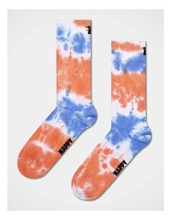 Tie-Dye Crew Socks in White
