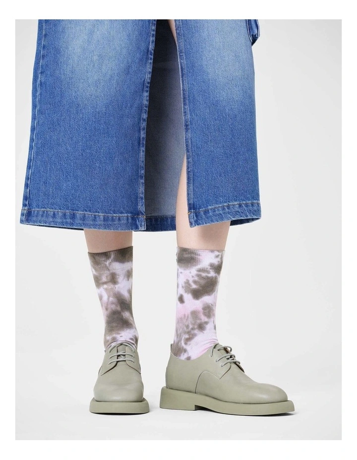 Tie-Dye Crew Socks in White image 2