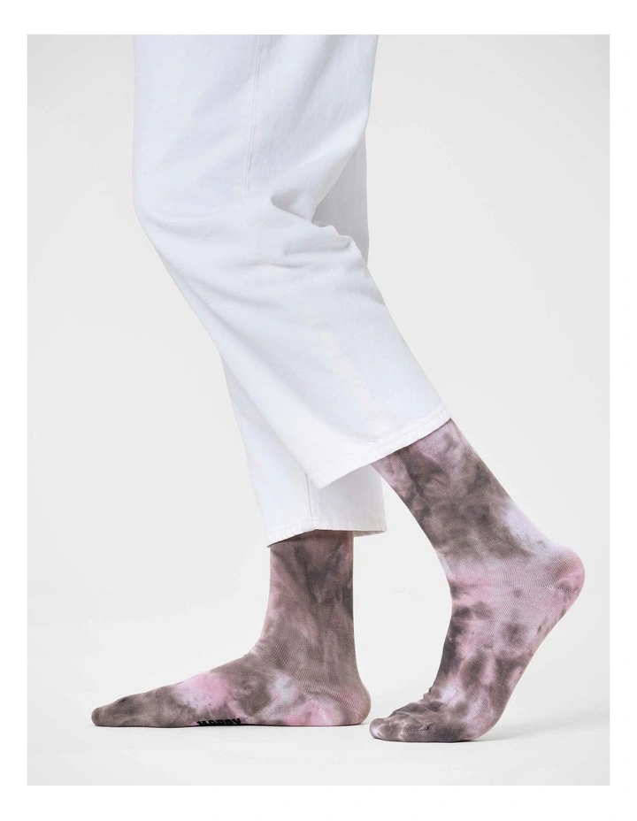 Tie-Dye Crew Socks in White image 3