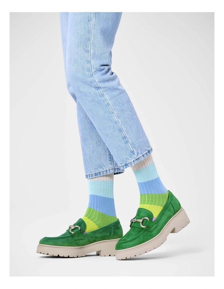 Chunky Stripe Crew Socks in White image 2