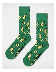 Pineapple Crew Socks in Green