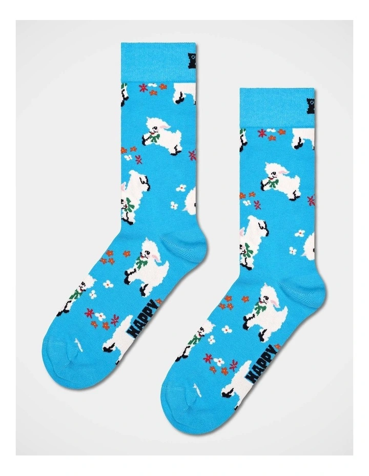 Lamb Crew Socks in Blue image 1