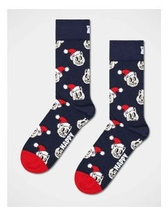 Holiday Cat Crew Socks in Navy
