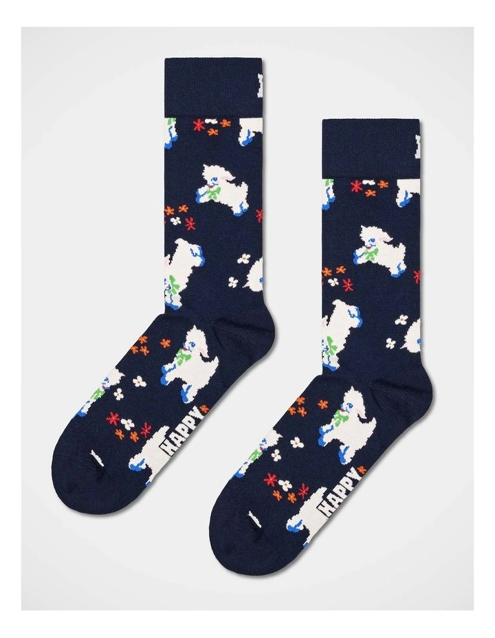 Lamb Crew Socks in Navy image 1