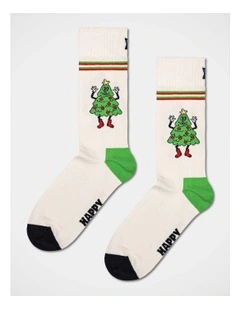Happy Tree Crew Socks in White