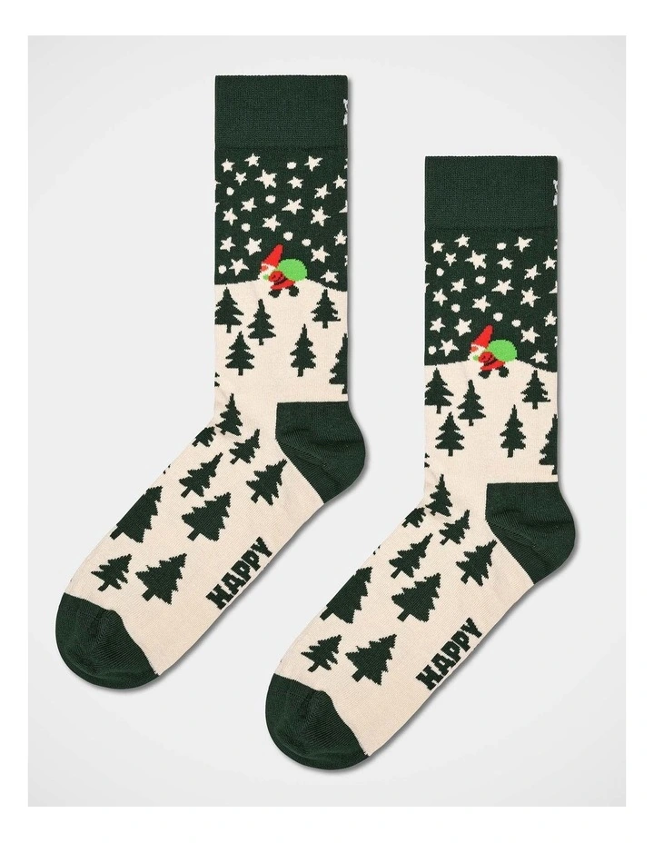 Santa On The Way Crew Socks in Dark Green image 1