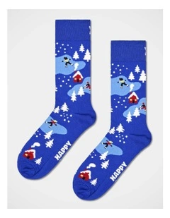 Winter Night Crew Socks in Blue