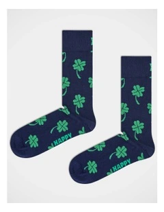 Big Luck Crew Socks in Navy